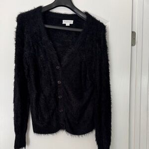 Velvet Women's Black Fuzzy Cardigan